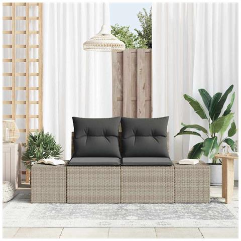 Divano da giardino a 2 posti di con spazio di archiviazione e cuscini grigio polyrattan - Foto 2