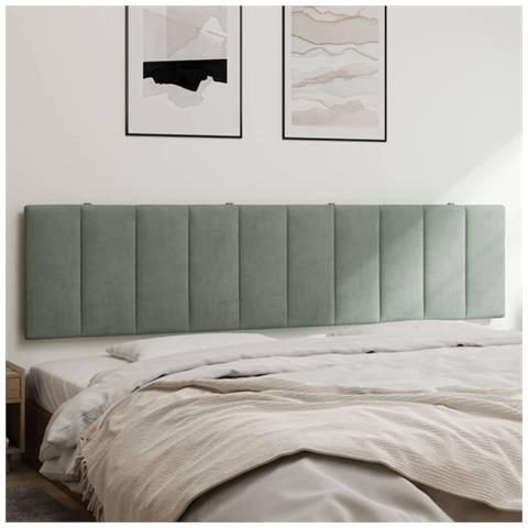 Cuscino Testiera Grigio Chiaro 200 cm in Velluto - Foto 2