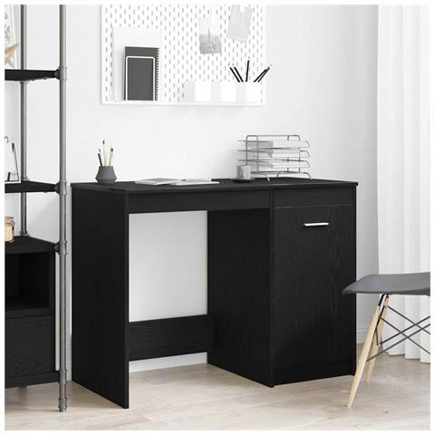 Scrivania  Nero Rovere 100x50x76 cm in legno ingegnerizzato - Foto 2