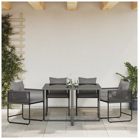 Sedi da Giardino con Cuscini 4 pcs Nero Rattan Polimerico - Foto 2