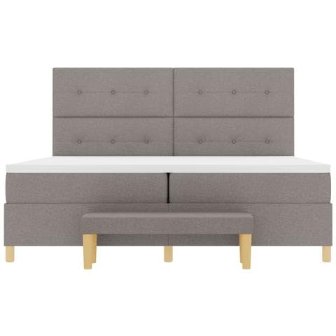 Letto con rete a doghe con materasso e panchina Tortora 200x200 cm Tessuto - Foto 9