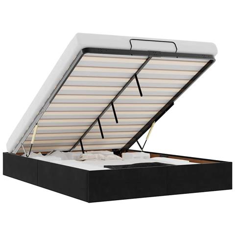 Struttura Letto Pouf senza Materasso Nero 140x200 cm in Velluto - Foto 1