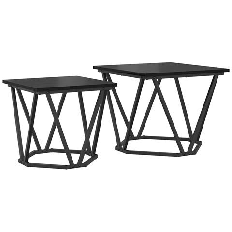 Tavolini 2 pz Nero Rovere Legno Ingegnerizzato - Foto 1