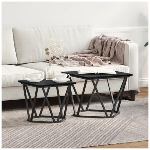 Tavolini 2 pz Nero Rovere Legno Ingegnerizzato - Foto 2