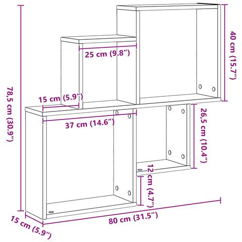 Armadio a muro  Nero Rovere 80x15x78,5 cm in legno ingegnerizzato - Foto 9