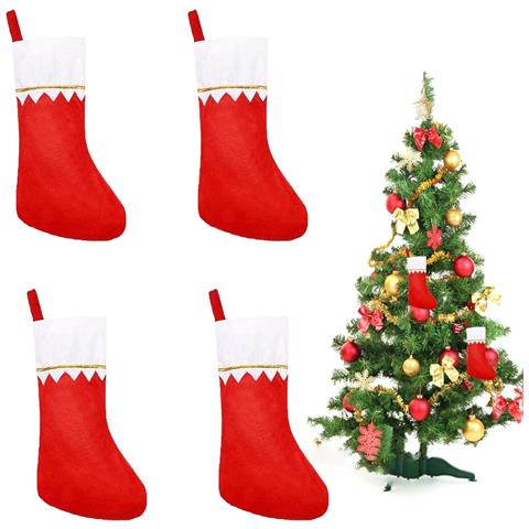 Set Di 4 Calze Natalizie Da Camino Per Regali Bianche E Rosse - Foto 1