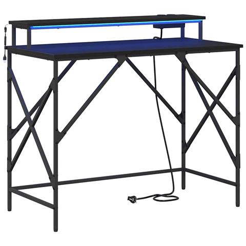 Scrivania Rovere nero 100 x 50 x 86.5 cm Legno multistrato - Foto 1