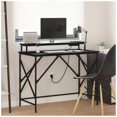 Scrivania Rovere nero 100 x 50 x 86.5 cm Legno multistrato - Foto 2