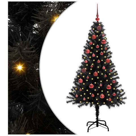 Albero di Natale con 150 LED con supporto Nero 150 cm PVC - Foto 1