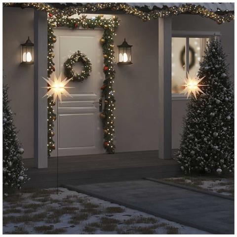 Luci di Natale con Picchi e LED 3 pz Pieghevoli Bianche 57 cm - Foto 2