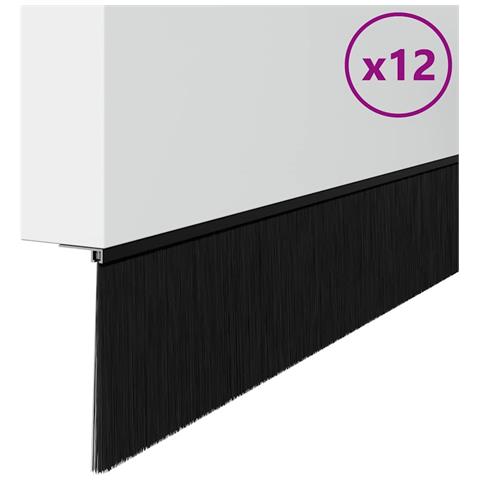 Spazzole per porte a vite 12 pcs Nero 100 cm Lega di alluminio - Foto 1