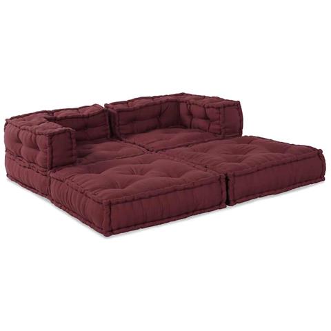 Divano modulare 2 pcs Bordeaux 140 x 70 x 56 cm Tessuto - Foto 1