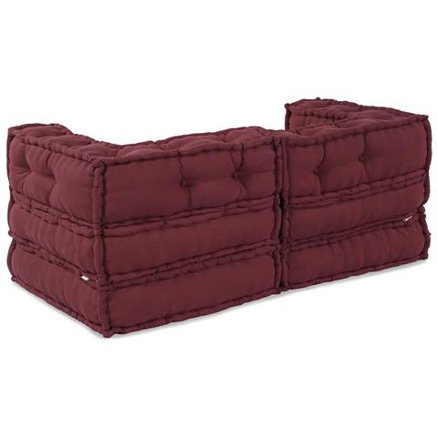 Divano modulare 2 pcs Bordeaux 140 x 70 x 56 cm Tessuto - Foto 7