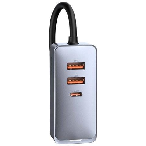 Caricatore Per Accendisigari Da 120w Multiporta Usb E Usb-c Con Cavo Da 1,5 M, Grigio - Foto 5