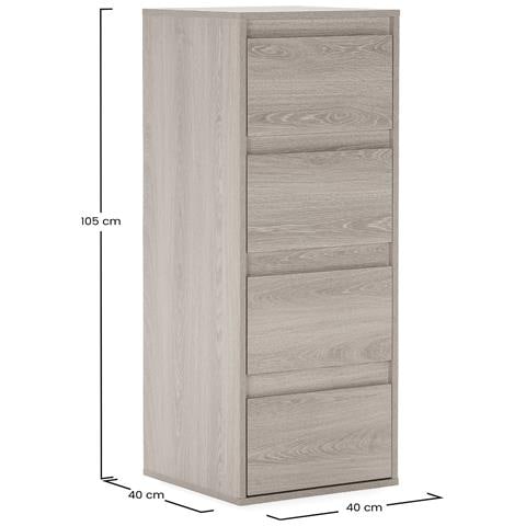 Cassettiera Alta Tori Con 4 Cassetti Effetto Rovere - Foto 7