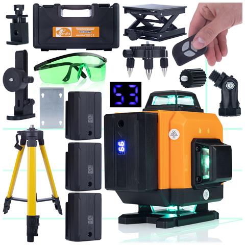Livella Laser Orange Tiger Rot16l - 16 Linee, Autolivellante, Ip54 | Set Con Treppiede, Batterie, Occhiali, Adattatore | Strumento Professionale - Foto 1