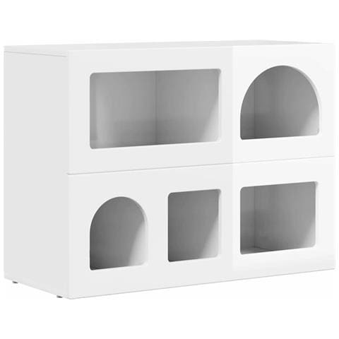 Credenza Bianco Lucido 80.5 x 35 x 59 cm Legno multistrato - Foto 1