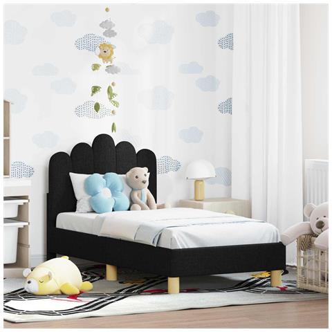 Struttura letto per bambini con testata Nero 70 x 140 cm - Foto 2