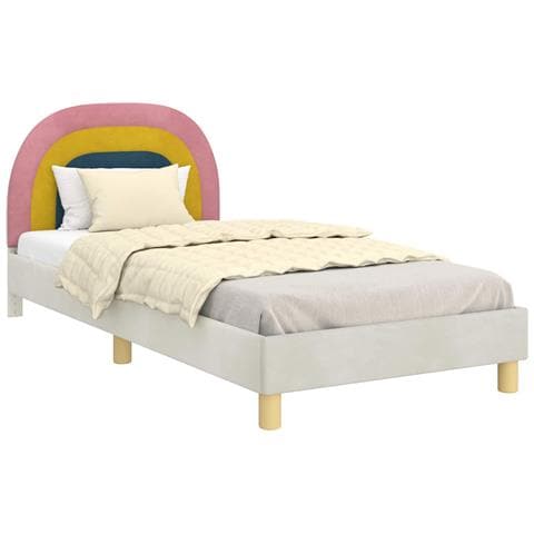 Struttura letto bambini con testata Crema 90 x 200 cm Velluto - Foto 1