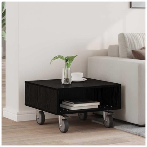 Tavolino con Ruote Rovere Nero 50,5 x 50 x 30 cm - Foto 2