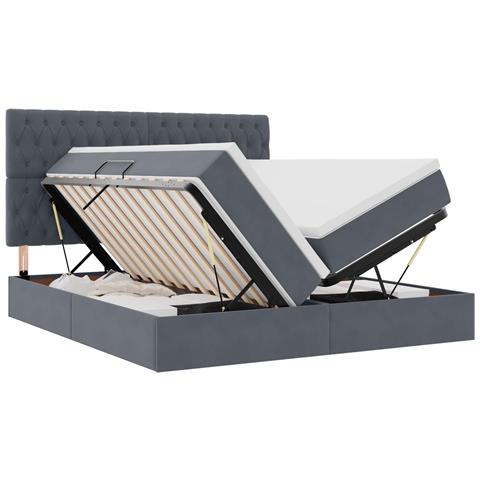 Letto con testiera Grigio scuro 200 x 200 cm Velluto - Foto 1
