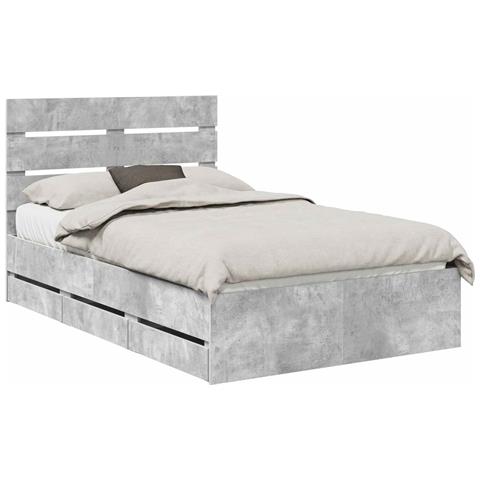 Struttura del letto con cassetto Grigio cemento 135 x 190 cm - Foto 1