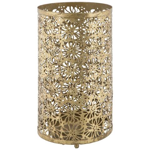Portaombrelli Fiori Glam Tondo In Ferro Traforato Oro 24x42 Cm - Foto 1