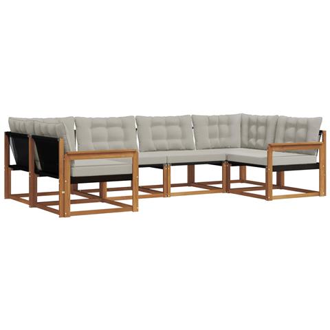 Set di divani da esterno 6 pcs Grigio Naturale e Chiaro - Foto 1