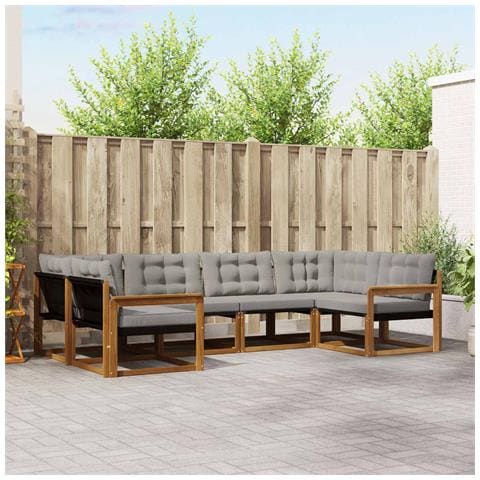 Set di divani da esterno 6 pcs Grigio Naturale e Chiaro - Foto 2
