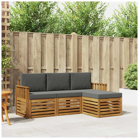 Set divani 4 pcs Naturale e Antracite Legno di Acacia Massello - Foto 2