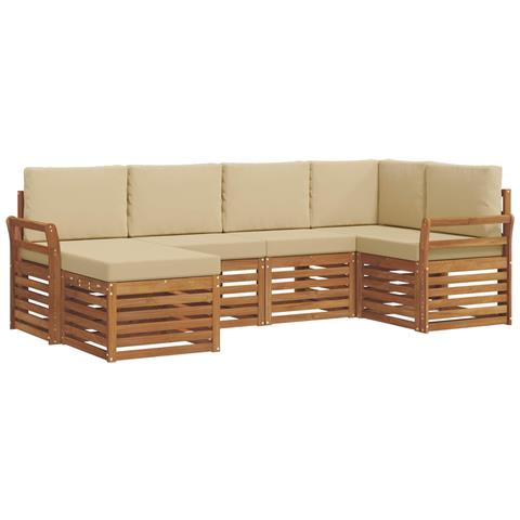 Set divani 6 pcs Naturale e Beige Legno di Acacia Massello - Foto 1