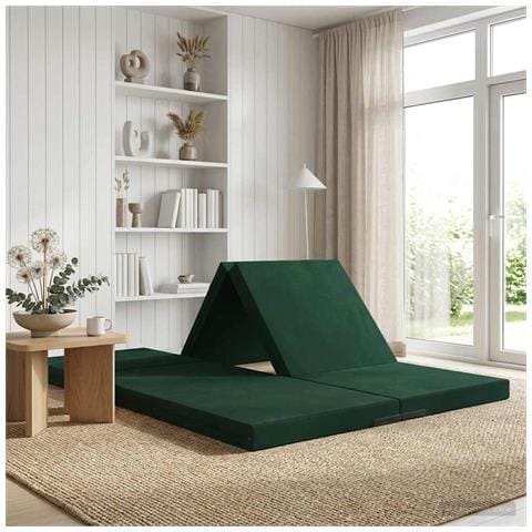 Divano Letto Pieghevole 140 x 67 x 45 cm Verde Scuro - Foto 2