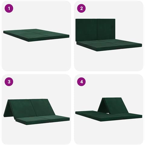 Divano Letto Pieghevole 140 x 67 x 45 cm Verde Scuro - Foto 9