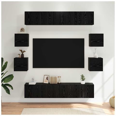 Set mobile TV 8 pcs 80 x 30 x 30 cm Rovere Nero - Foto 2
