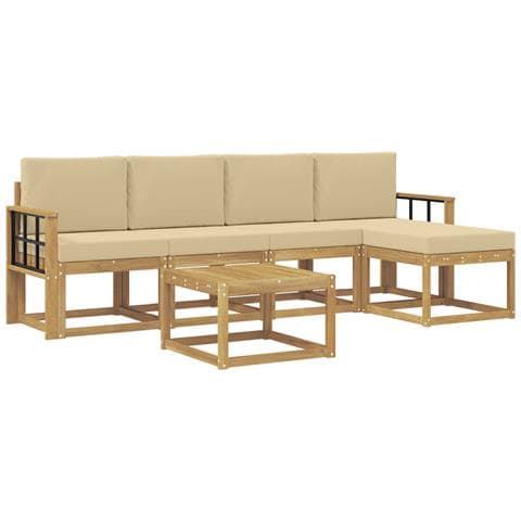 Set di divani da esterno con cuscino 6 pcs Bianco e Beige - Foto 1
