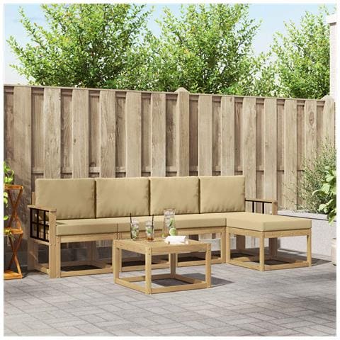 Set di divani da esterno con cuscino 6 pcs Bianco e Beige - Foto 2