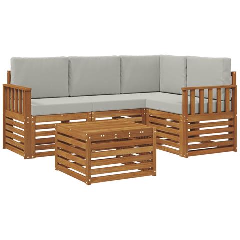Set di divani da esterno 5 pcs Grigio Naturale e Chiaro - Foto 1