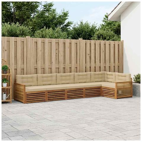 Set di divani da esterno con cuscino 6 pcs Naturale e Beige - Foto 2