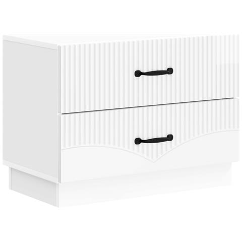 Armadio da Notte con cassetto Bianco Lucido 62 x 34,5 x 44,5 cm - Foto 1