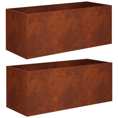 Vaso da giardino 2 pz Ruggine 100 x 40 x 40 cm Acciaio Corten - Foto 1