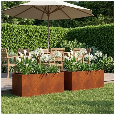 Vaso da giardino 2 pz Ruggine 100 x 40 x 40 cm Acciaio Corten - Foto 2