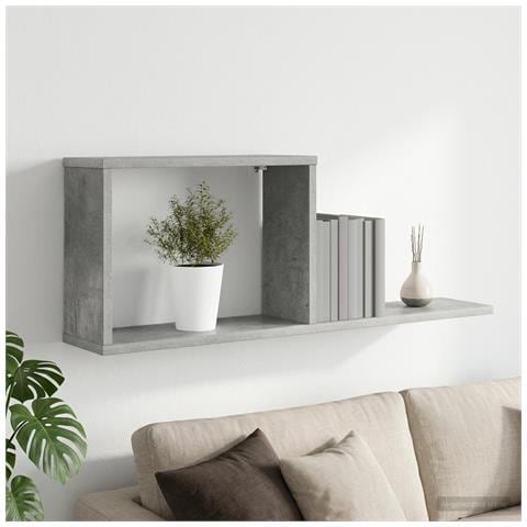 Scaffali flottanti Grigio Cemento 80 x 15 x 30 cm - Foto 2