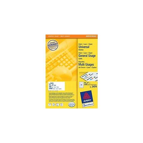 Etichette Universale in Carta 70x37 mm Confezione 100 fogli - Foto 1