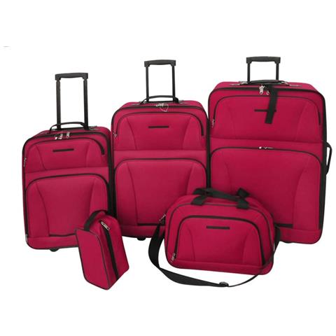 Set Da Viaggio Trolley E Borse 5 Pz Rosso - Foto 1