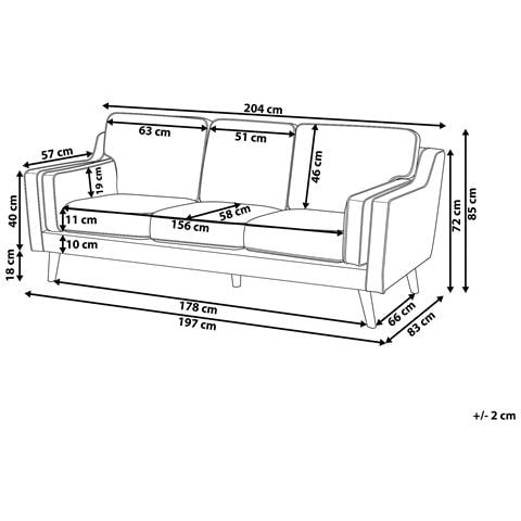 Divano A 3 Posti In Tessuto Grigio Chiaro Lokka - Foto 24