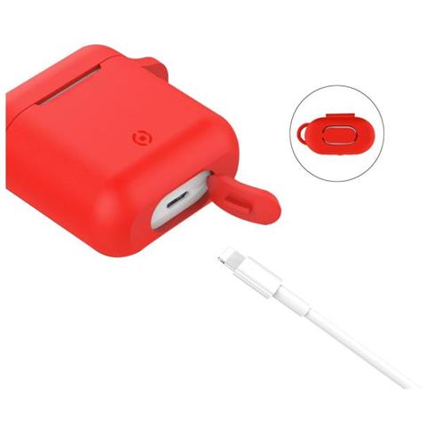 Aircase Custodia in Silicone per Auricolari AirPods Colore Rosso - Foto 3