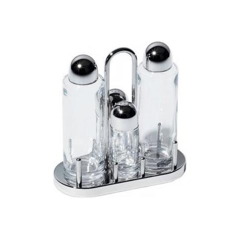 5070 Set Portacondimenti per Olio, Aceto, Sale e Pepe in Acciaio Inox 18/10 e Vetro Cristallino - Foto 1
