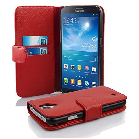 Custodia Compatibile Con Samsung Galaxy Mega 6.3 In Rosso Cremisi - Coperchio Protettivo In Ecopelle Testurizzata E Tasca Per Carte Di Credito - Foto 2
