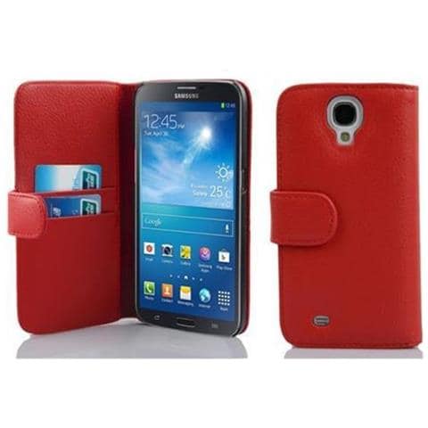 Custodia Compatibile Con Samsung Galaxy Mega 6.3 In Rosso Cremisi - Coperchio Protettivo In Ecopelle Testurizzata E Tasca Per Carte Di Credito - Foto 1