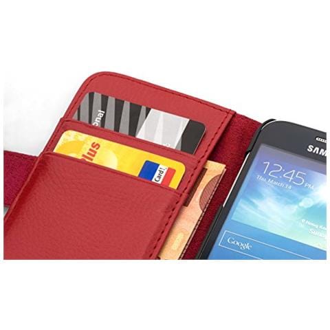 Custodia Compatibile Con Samsung Galaxy Mega 6.3 In Rosso Cremisi - Coperchio Protettivo In Ecopelle Testurizzata E Tasca Per Carte Di Credito - Foto 4